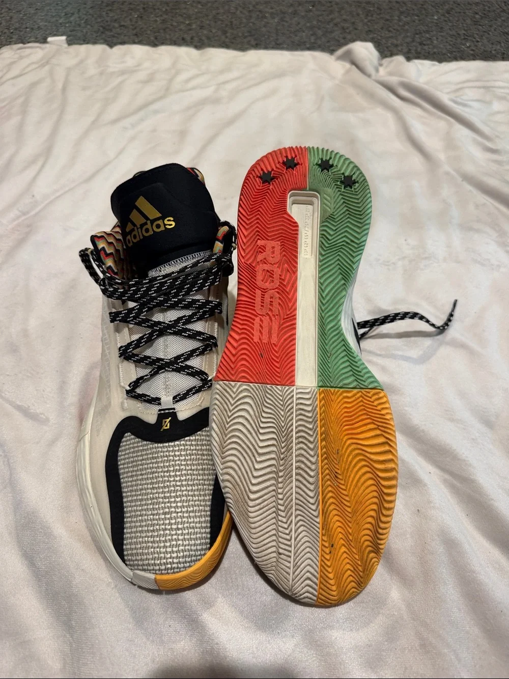 adidas White Black Gold Performance Basketball Shoes